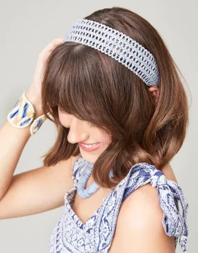 Woven Headband - Blue Chevron